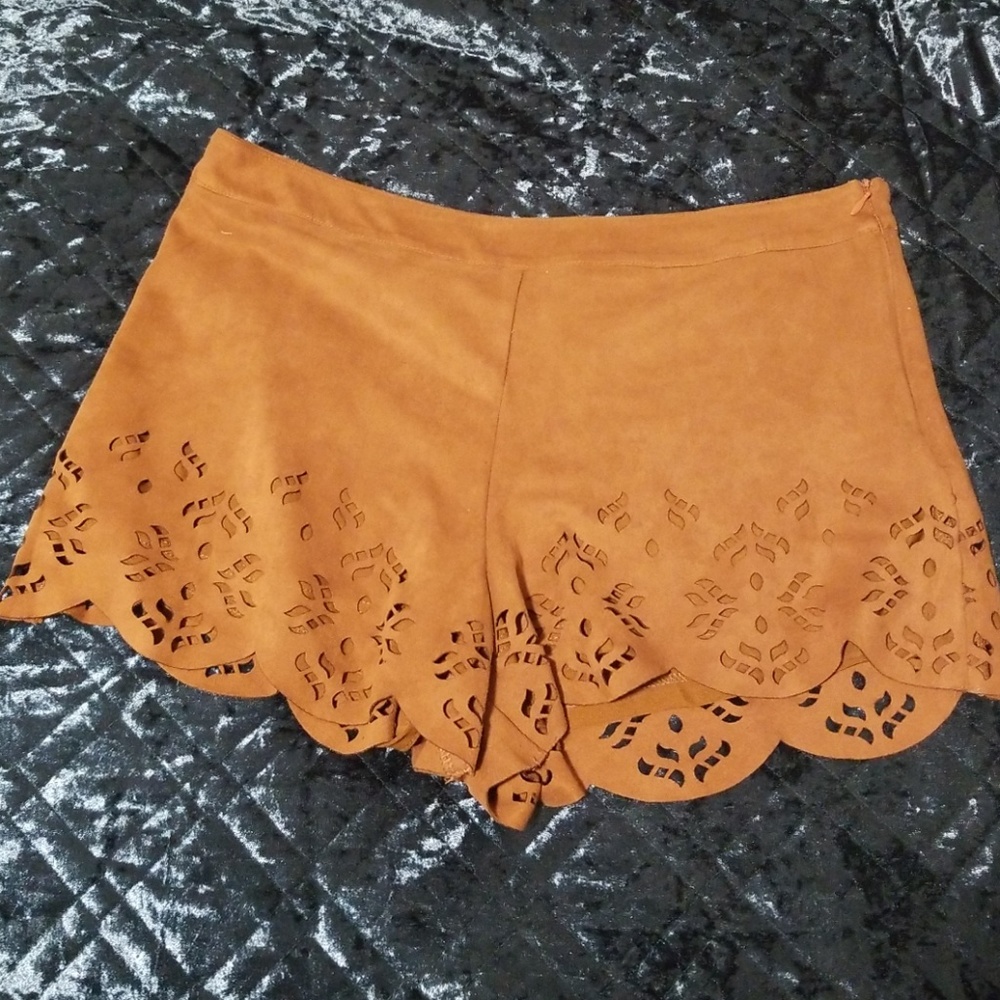 Faux suede tan shorts